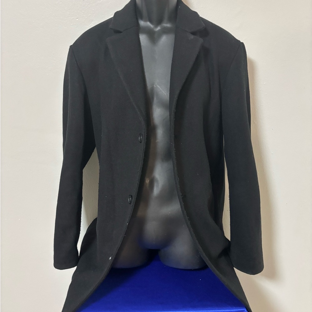 H&M Black Trench Coat with Notched Lapels and Tailored Fit